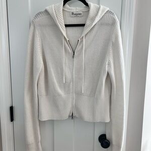 No Boundaries Ivory Knit Double Zipper Sweater